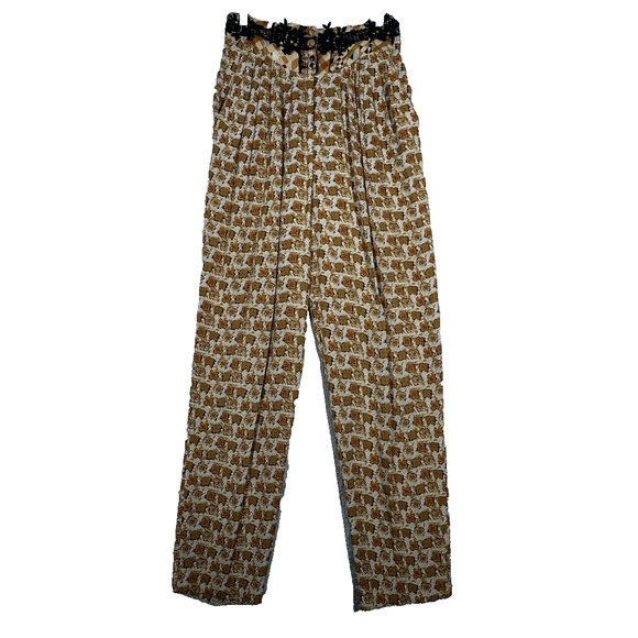 Marsha Brander for Componix Pants Women 8 Brown Geometric Palazzo Pants Neutral - Picture 1 of 8